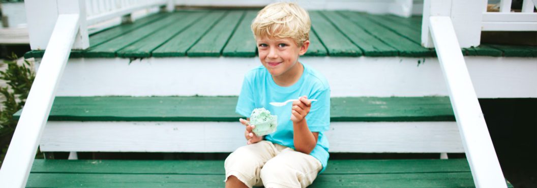 child with belfonte icecream